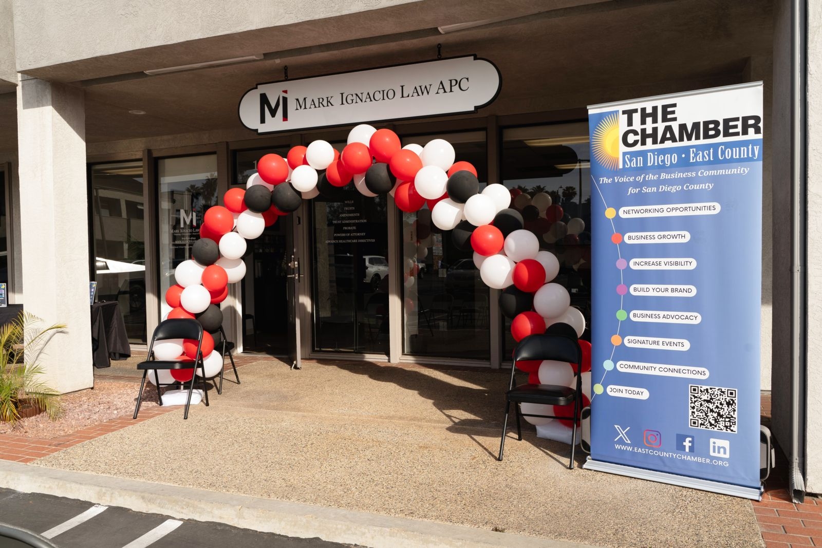 Balloon arch for Ribbon-Cutting Ceremony | San Diego estate planning lawyer